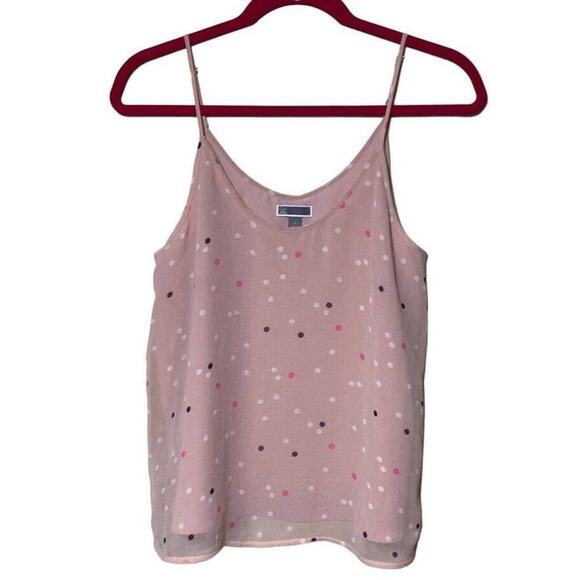 Chelsea28 Pink Brown Polka Dot Women's Cami Blouse - Small - Excellent Condition - Picture 1 of 11